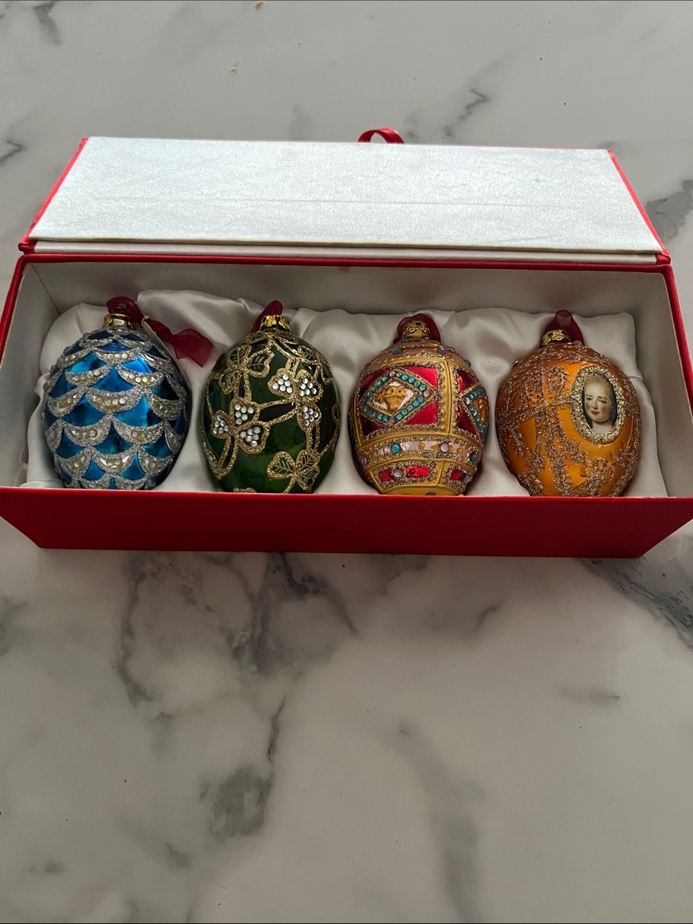 Joan Rivers Classic Russian Fabergé inspired Egg ornaments set of four